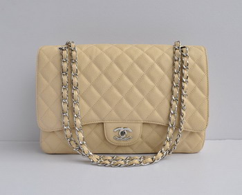 7A Replica Chanel Flap Maxi Lambskin Bag 28601 cream wite silver chain